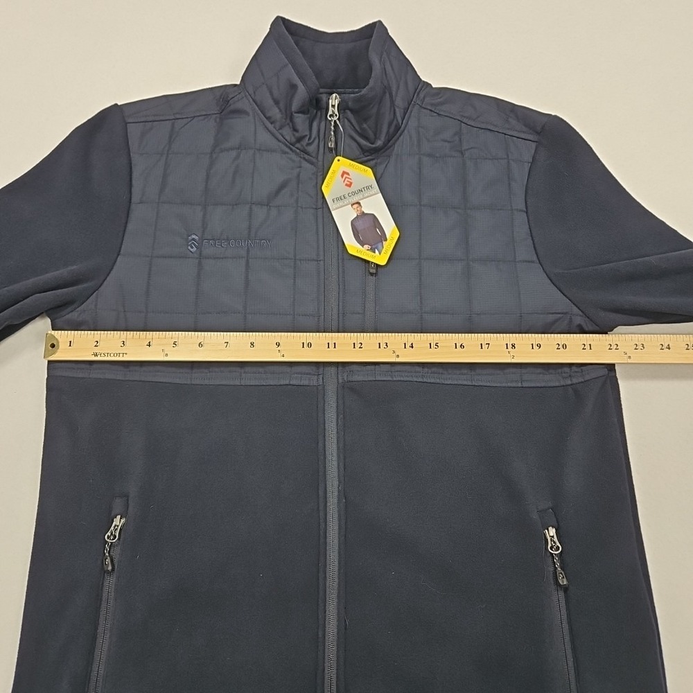 Free Country Jacket‎ Mens M Dark Navy Knit Fleece Overlay Full Zip Quilted - Picture 7 of 9